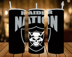 raider nation with skull  - 20 oz skinny tumbler wrap - sublimation design - png file