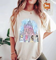 princess disney castle watercolor comfort colors shirt, disneyworld shirt, disney family shirt, disneyland shirt, disney