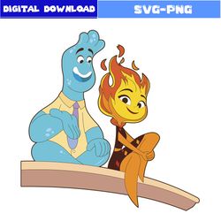 ember and wade svg, ember lumen svg, wade ripple svg, elemental character svg, elemental svg, disney svg, cartoon svg