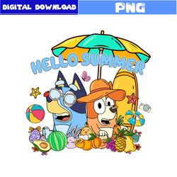 bluey and bingo png, bluey summer svg, bluey png, bluey bingo png, bluey bingo hello summer svg, disney png, png file