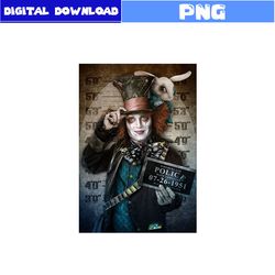 crazy hat seller png,  johnny depp png, alice in wonderland png, horror character png, halloween png, png digital file