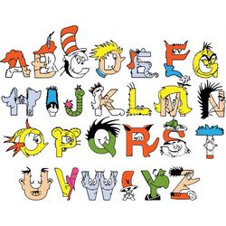 dr. suess alphabet set | google drive | sublimation | digital download | doodle letter | not an instant download