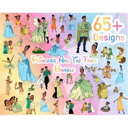65 tiana layered svg designs / princess and the frog svg bundle with png clipart