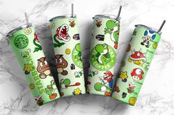 cartoon tumbler wrap, 20oz skinny tumbler sublimation design, sublimation design, mario tumbler, 20oz skinny straight, y