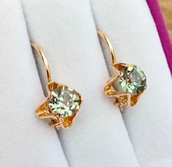 583 gold earrings alexandrite solid rose gold 14 k vintage soviet russian jewelry