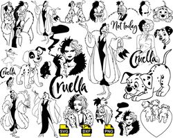 disney cruella de vil svg, cruella svg, villains svg, 101 dalmatians svg, cruella de vil svg