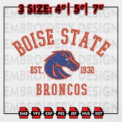 boise state broncos embroidery files, ncaa embroidery designs, ncaa boise state broncos machine embroidery pattern