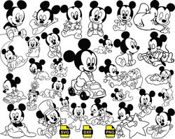 baby mickey outline svg, disney mickey svg, disney svg, baby minnie mouse svg, baby mickey mouse svg