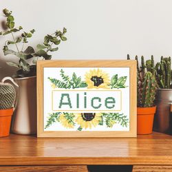 personalization cross stitch pattern  sunflowers simple cross stitch