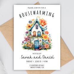 housewarming invitation editable template, house warming party digital invite, home sweet home