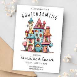 housewarming invitation editable template, house warming party digital invite, home sweet home invitation