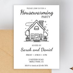 housewarming party invitation editable template, house warming digital invite, home sweet home invitation, minimalist