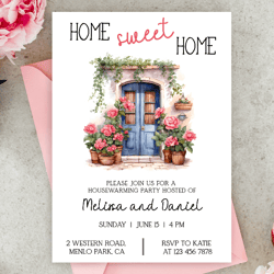 housewarming party invitation editable template, house warming digital invite, home sweet home invitation