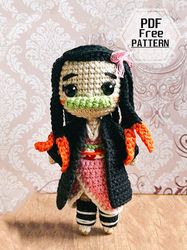 pdf nezuko crochet doll amigurumi pattern