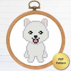 cute tiny samoyed puppy dog cross stitch pattern. super easy small cross stitch for beginners