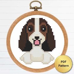 cute tiny basset puppy dog cross stitch pattern. super easy small cross stitch for beginners