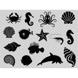 ocean svg bundle, under the sea svg, ocean clipart, ocean animals svg, beach svg, clipart, dxf, png