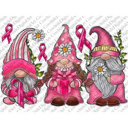 breast cancer gnomies png sublimation design, cancer awareness png, breast cancer png, cancer gnomies png, cancer png, d