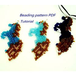 beading pattern pdf. digital download tutorial pendant horse.  tutorial pdf step by step.