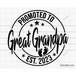 promoted to great  grandpa svg png, baby announcement svg, established svg, grandpa est 2023 svg, coming soon svg - cric