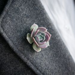 handmade succulent brooch echeveria lola