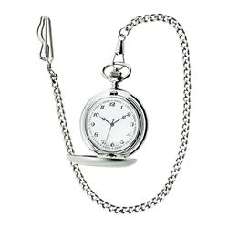 contemporary home living 1.75" silver hinged pocket watch with chain