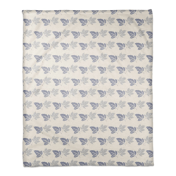 blue leaves coral fleece blanket