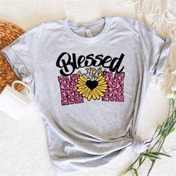 blessed mom sunflower leopard shirt for mom, best mom, gift for mom, gift for her, mother's day shirt