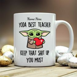 personalized gift for teacher, yoda best teacher, teacher gift, teacher mug, gift for teacher, funny personalized teache