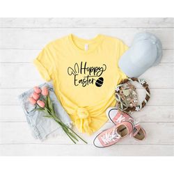 happy easter bunny and egg shirt for kids, easter shirt, easter shirt for kids, short sleeve easter shirt