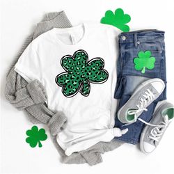 leopard shamrock shirt, st patricks day shirt, leopard print clover, womens st. patricks day shirt, ladies st patricks d