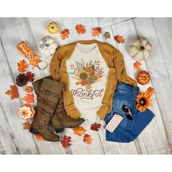 thankful shirt, fall season shirt, thanksgiving, autumn, fall flowers, fall, autumn leaves, cute autumn shirt