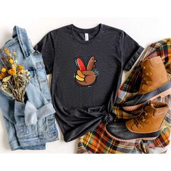 peace sign turkey shirt,thanksgiving family matching shirt,thanksgiving shirt,thankful grateful blessed shirt,thanksgivi