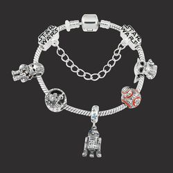 classic movie star wars bracelet spaceship darth vader death star yoda bb8 pendant bracelet girl boy jewelry