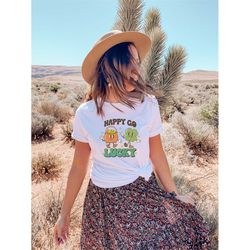happy go luck patrick day shirt, pot of gold tee, st patricks day shirt, lucky tee, irish shirt, retro groovy st. patty'