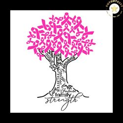 breast cancer tree vector, breast cancer svg, breast cancer gift, cancer awareness, cancer ribbon svg, breast cancer rib