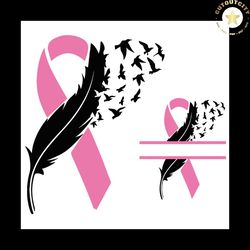 pink ribbon svg, breast cancer svg, breast cancer gift, cancer awareness, bird ribbon shirts, cancer ribbon svg, breast