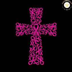 pink ribbon cross vector, breast cancer svg, cross svg, breast cancer cross, cross hope, pink ribbon svg, jesus svg, can