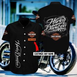 harley davidson custom name button shirt us