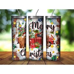 Merry Christmas Cows Truck Tumbler,20oz Skinny Tumbler Sublimation Designs,Merry Christmas,Christmas Cow Truck,Christmas