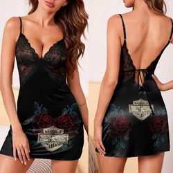 harley davidson lace back strap slip dress sizes s - 3xl