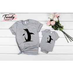 mama penguin matching t-shirt, penguin lover gift, cute penguin shirt, mommy and baby penguin tee, penguin new mom shirt