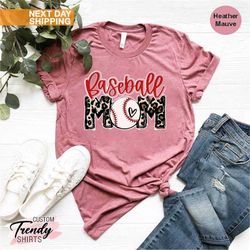 baseball mom shirt, leopard baseball mom, cute baseball shirt, baseball mom t-shirt, sports mom shirt, baseball fan shir