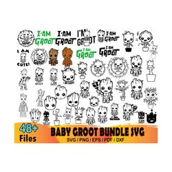 48 baby groot bundle svg, baby groot svg, marvel svg