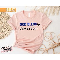 god bless america shirt woman, fourth of july gift, independence day shirt, memorial day gift, 4th of july t-shirt women