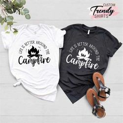 campfire shirt, camping shirt for women and men, adventure shirt, camper gift, family trip matching shirts, hiking shirt