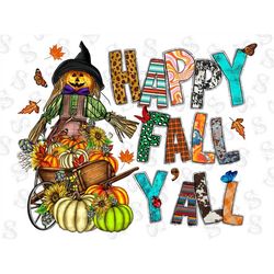 happy fall y'all png, pumpkin png, fall png, happy fall png, autumn png, western design, sublimation design,digital down