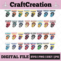 32 files football teams "rolling stones tongue" bundle png,  nfl teams, nfl png, football teams png, instant download