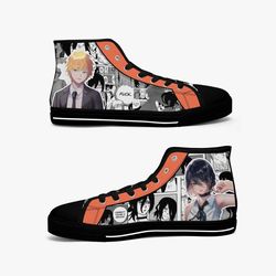 chainsaw man denji x reze high canvas shoes for fan, chainsaw man denji x reze high canvas shoes sneaker