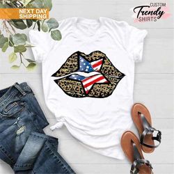 american flag lips shirt, 4th of july gift, fourth of july shirt women, patriotic womens shirt, usa lips shirt, independ